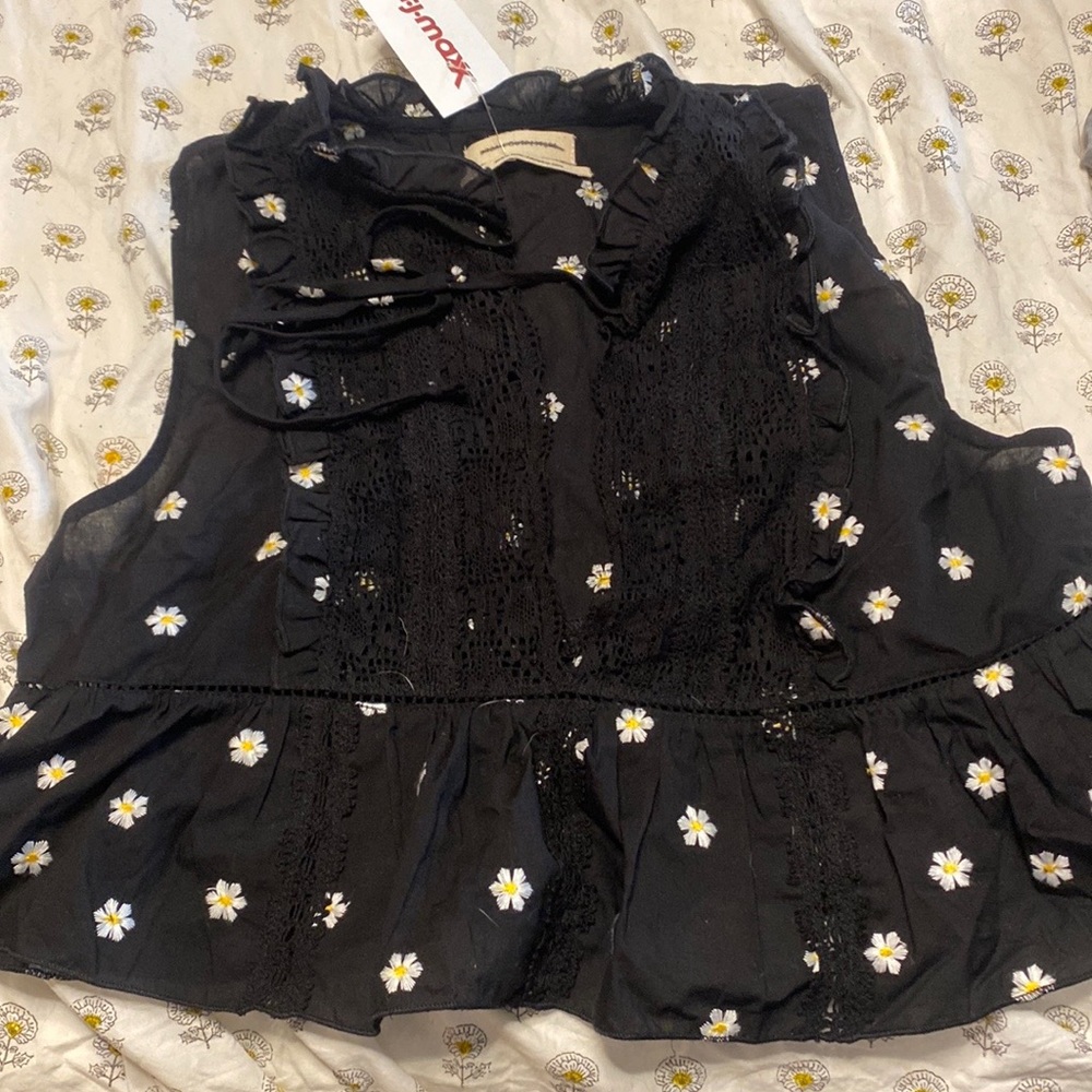 Black with flowers sleeveless shirt
